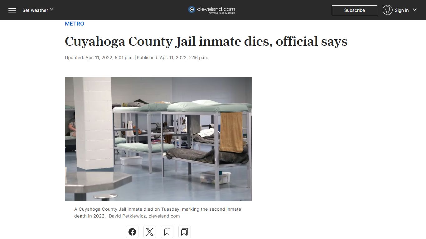 Cuyahoga County Jail inmate dies, official says - cleveland.com